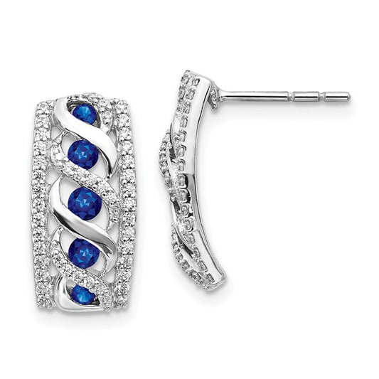 14k White Gold Diamond and Sapphire Fancy Earrings