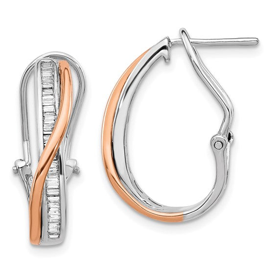 14k Rose and White Gold Diamond Fancy Earrings