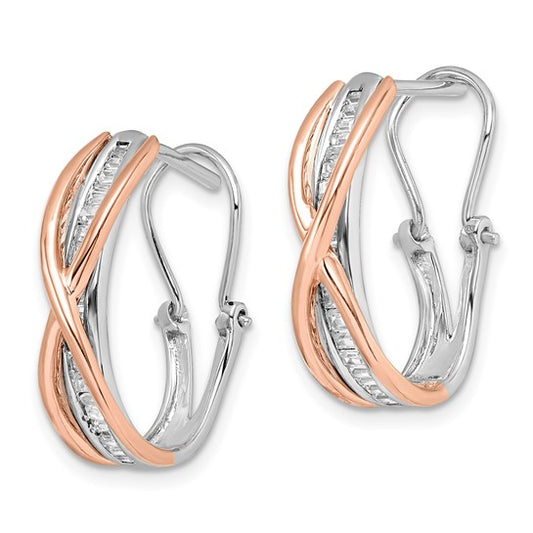 14k Rose and White Gold Diamond Fancy Earrings