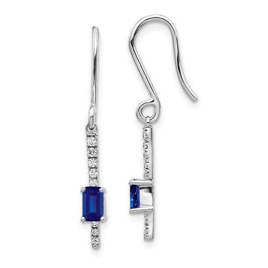 14k White Gold Diamond and Sapphire Fancy Earrings