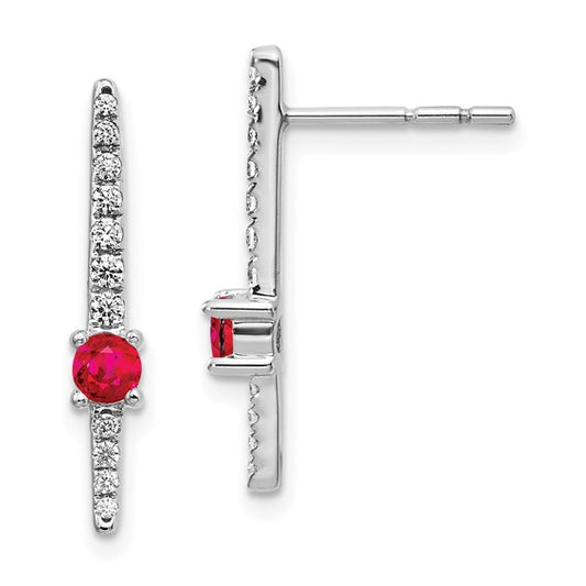 14k White Gold Diamond and Ruby Fancy Earrings