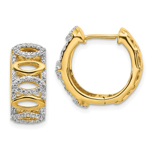 14k Diamond Fancy Hoop Earrings