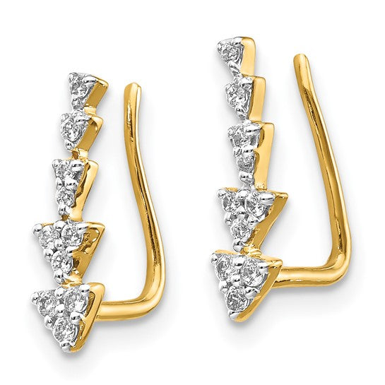 14k Diamond Ear Climber Earrings