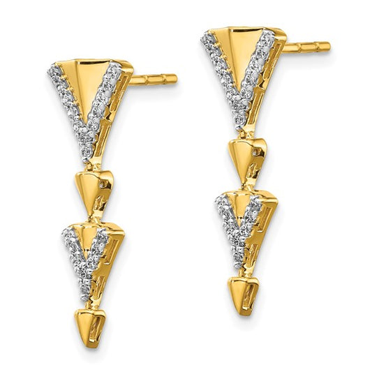 14k Diamond Fancy Post Dangle Earrings