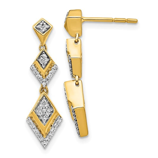 14k Diamond Fancy Post Dangle Earrings
