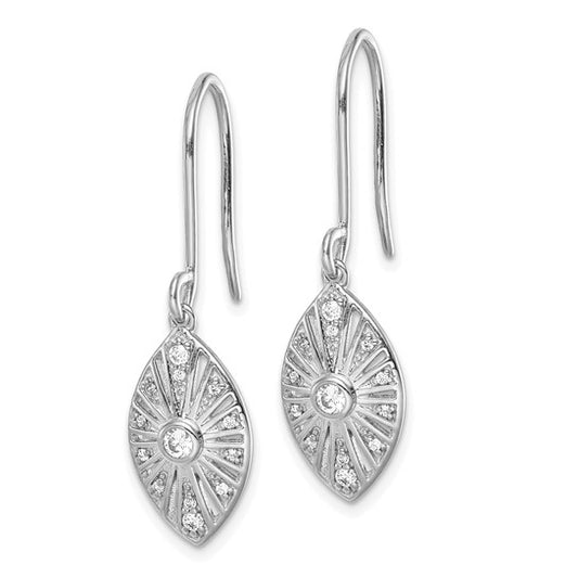 14k White Gold Diamond Vintage Leverback Earrings