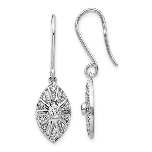 14k White Gold Diamond Vintage Leverback Earrings