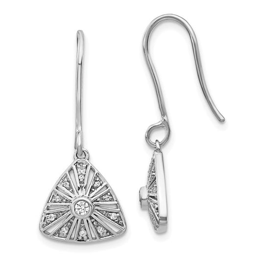 14k White Gold Diamond Vintage Leverback Earrings