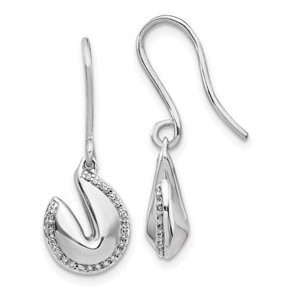 14k White Gold Diamond Fortune Cookie Earrings
