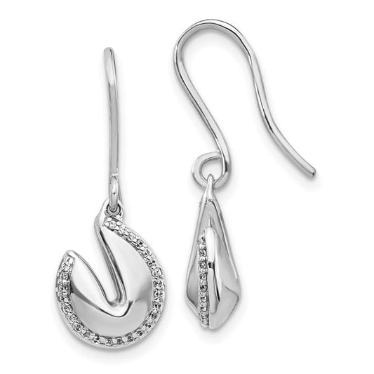 14k White Gold Diamond Fortune Cookie Earrings