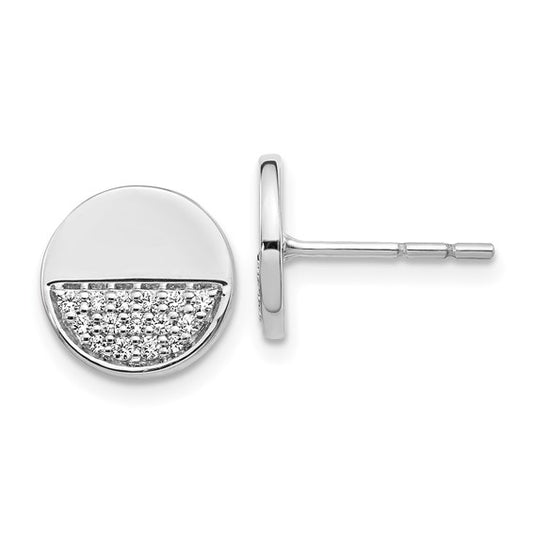 14k White Gold Diamond Fancy Circle Earrings