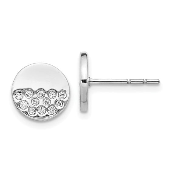 14k White Gold Diamond Fancy Circle Earrings