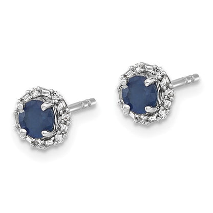 14k White Gold Diamond and Sapphire Stud with Jacket Earrings