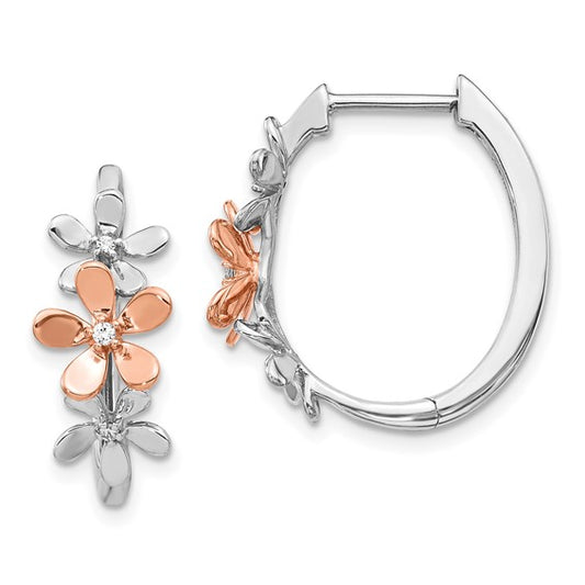 14k Rose and White Gold Diamond Earrings