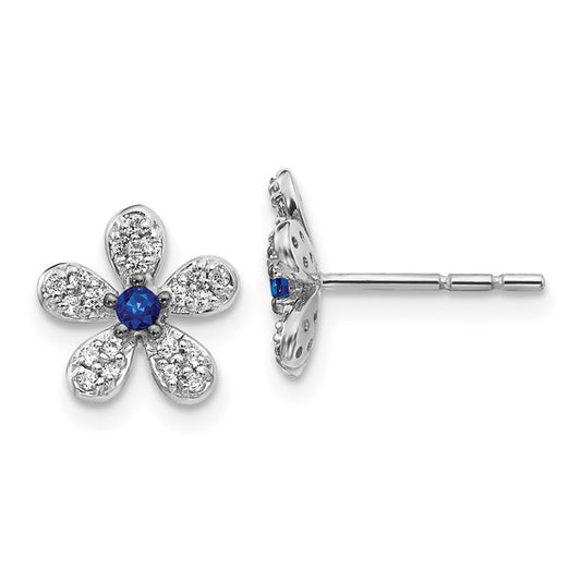 14k White Gold Diamond and Sapphire Earrings