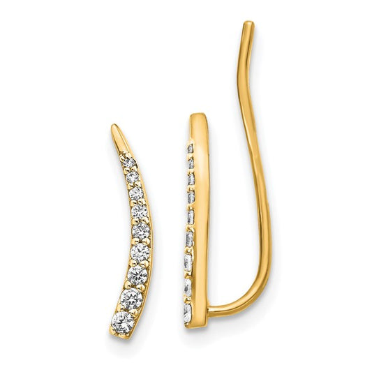 14k Diamond Ear Climber Earrings