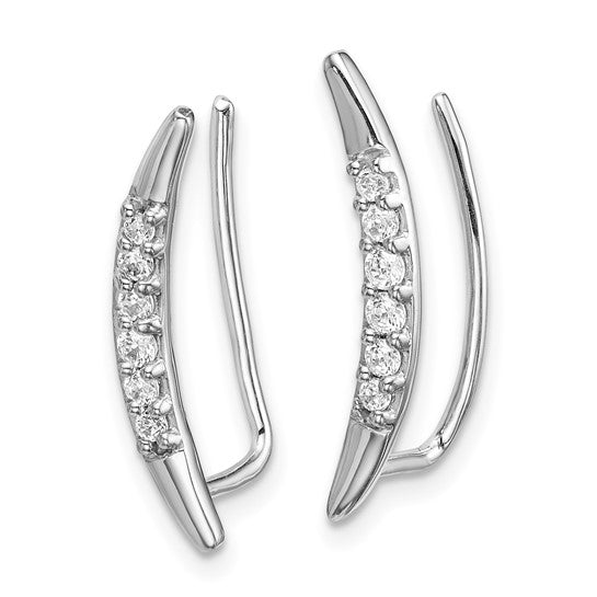 14k White Gold Diamond Ear Climber Earrings