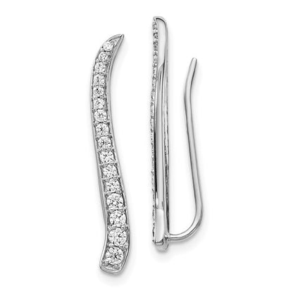 14k White Gold Diamond Ear Climber Earrings