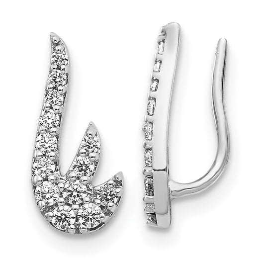 14k White Gold Diamond Ear Climber Earrings