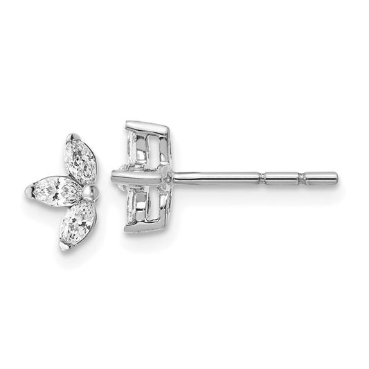 14k White Gold 3-stone Marquise Diamond Earrings