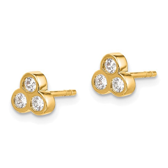 10k 3-stone Diamond Earrings