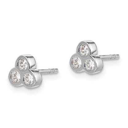 14k White Gold 3-stone Diamond Earrings