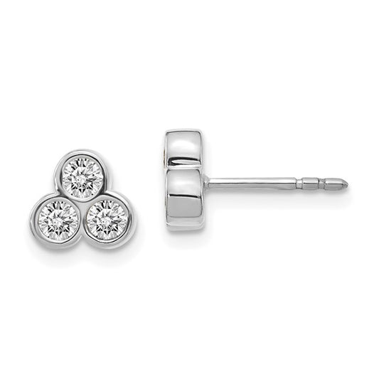 14k White Gold 3-stone Diamond Earrings