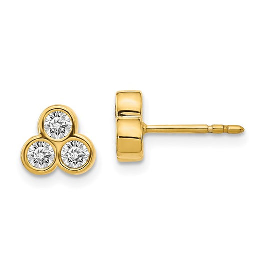 14k 3-stone Diamond Earrings