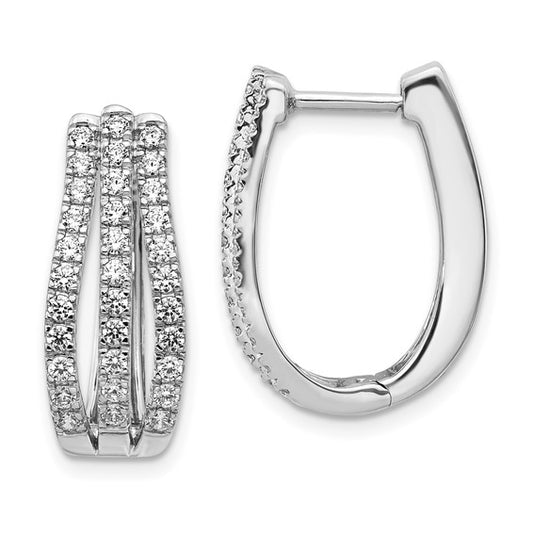 14K White Gold Lab Grown Diamond VS/SI GH, Hinged Hoop Earrings