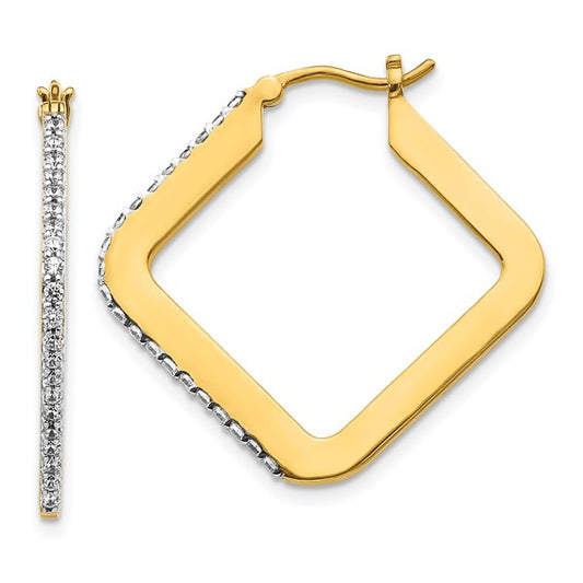 14k Diamond Square Hoop Earrings