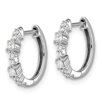 14k White Gold Diamond Hinged Hoop Earrings