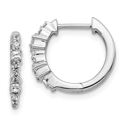 14k White Gold Diamond Hinged Hoop Earrings