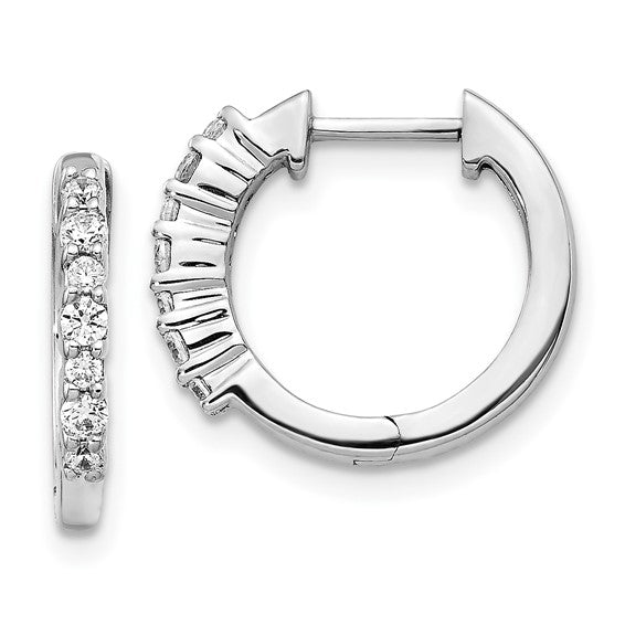 10k White Gold Diamond Hinged Hoop Earrings