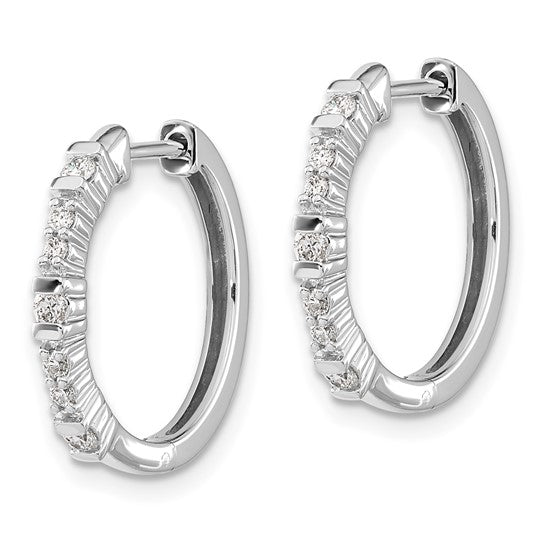 14k White Gold Diamond Hinged Hoop Earrings
