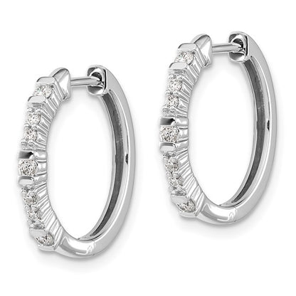 14k White Gold Diamond Hinged Hoop Earrings