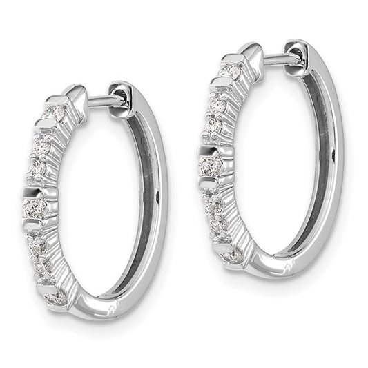 14k White Gold Diamond Hinged Hoop Earrings