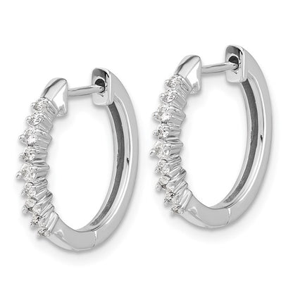 14k White Gold Diamond Hinged Hoop Earrings