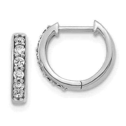 10k White Gold Diamond Hinged Hoop Earrings