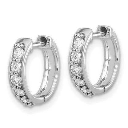 10k White Gold Diamond Hinged Hoop Earrings