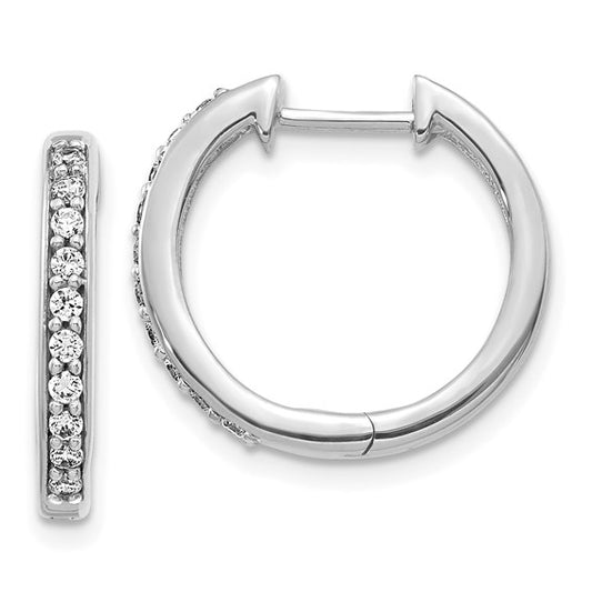 10k White Gold Diamond Hinged Hoop Earrings