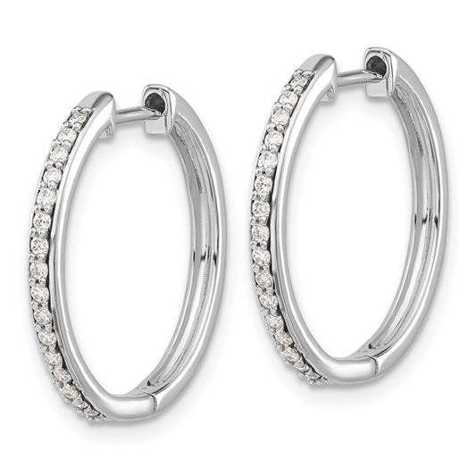 14k White Gold Diamond Hinged Hoop Earrings