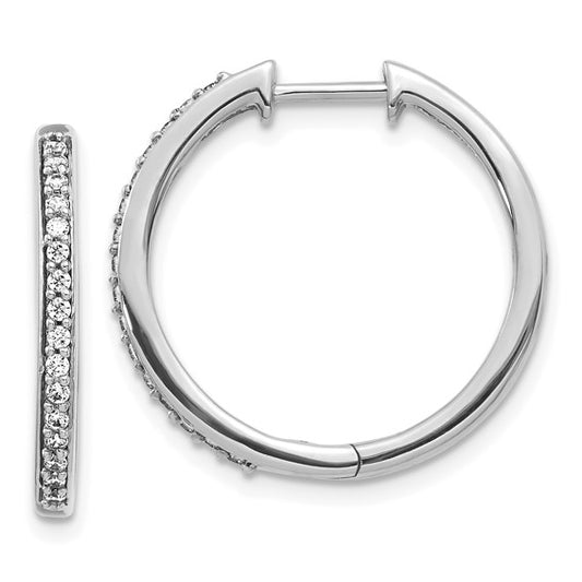14k White Gold Diamond Hinged Hoop Earrings