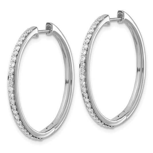 14k White Gold Diamond Hinged Hoop Earrings