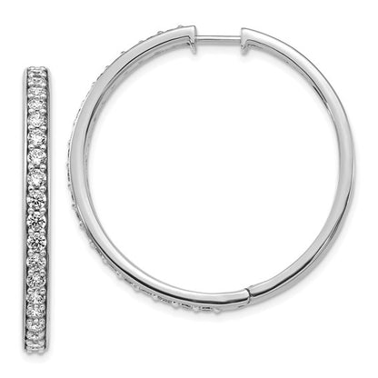14k White Gold Diamond Hinged Hoop Earrings