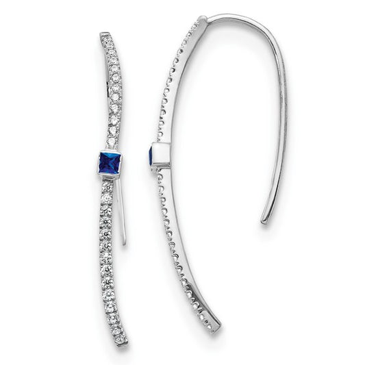 14k White Gold Diamond and Sapphire Earrings
