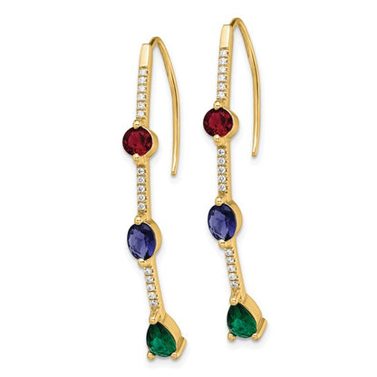 14K Lab Grown Diamond SI1/SI2, G H, Cr.Ru,EM,SA Threader Earrings