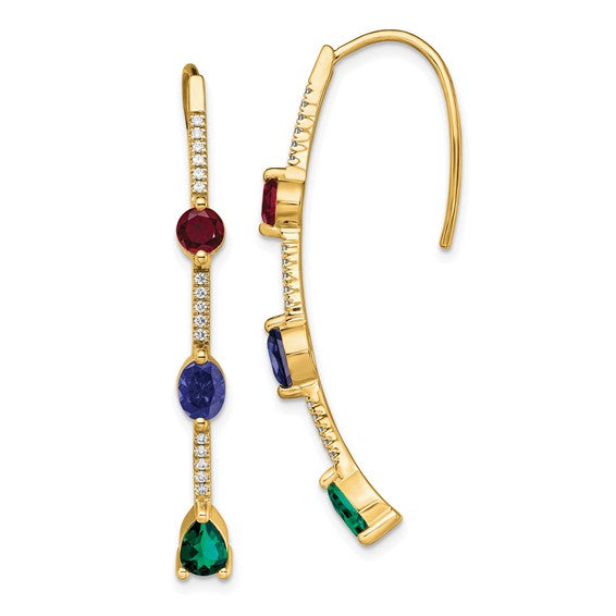 14K Lab Grown Diamond SI1/SI2, G H, Cr.Ru,EM,SA Threader Earrings