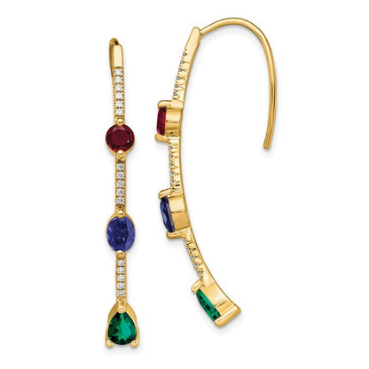 14K Lab Grown Diamond SI1/SI2, G H, Cr.Ru,EM,SA Threader Earrings