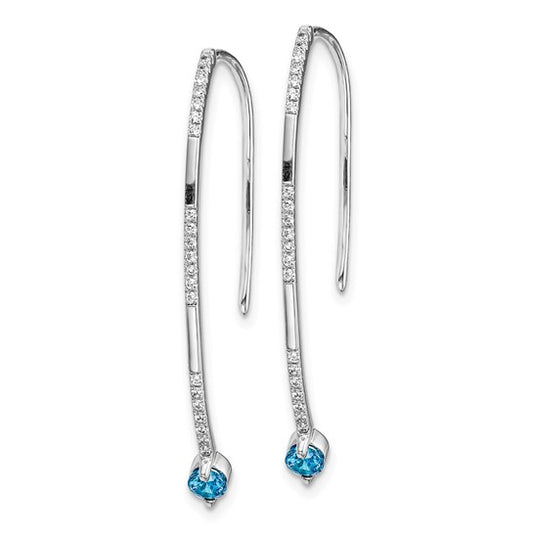14k White Gold Diamond and Blue Topaz Earrings