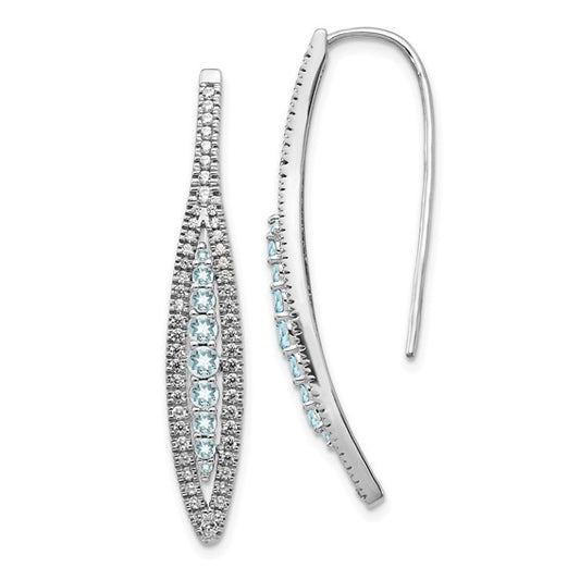 14k White Gold Diamond and Aquamarine Earrings